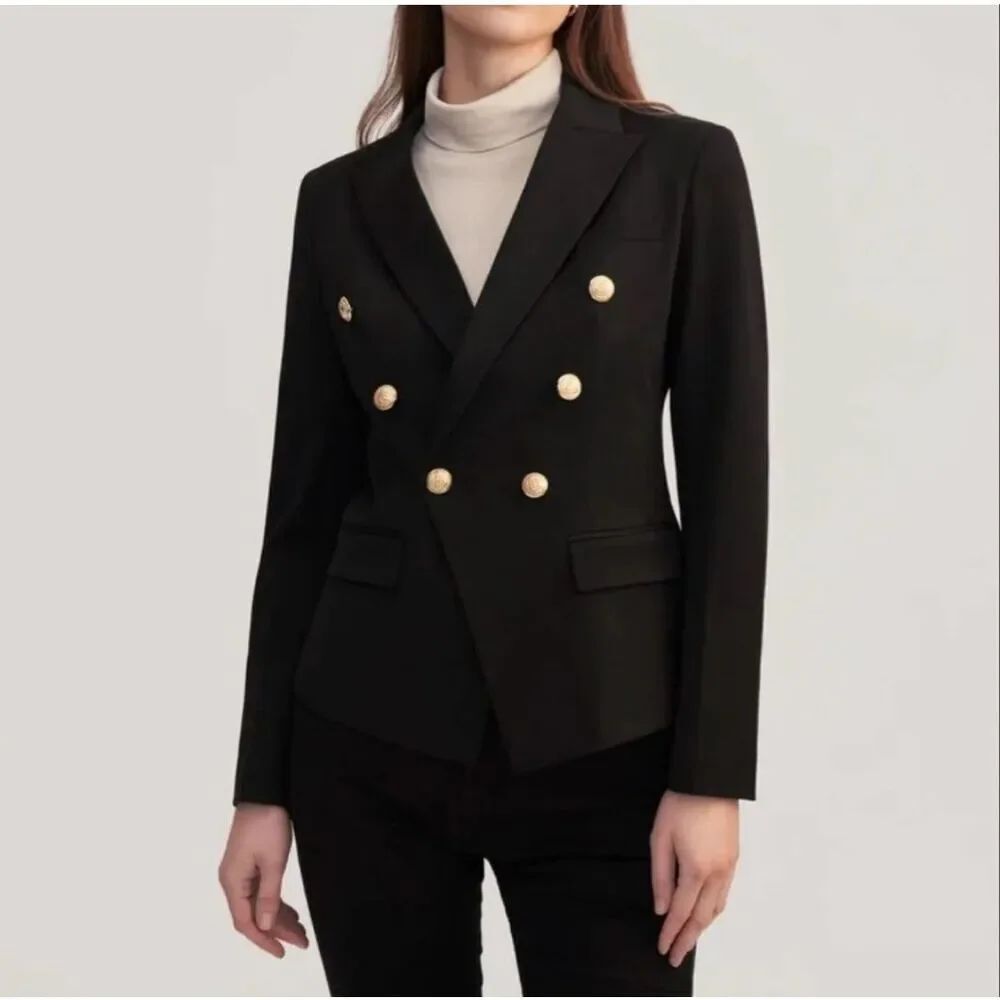 Lilysilk Black Gold Button Blazer sz XXL NWT